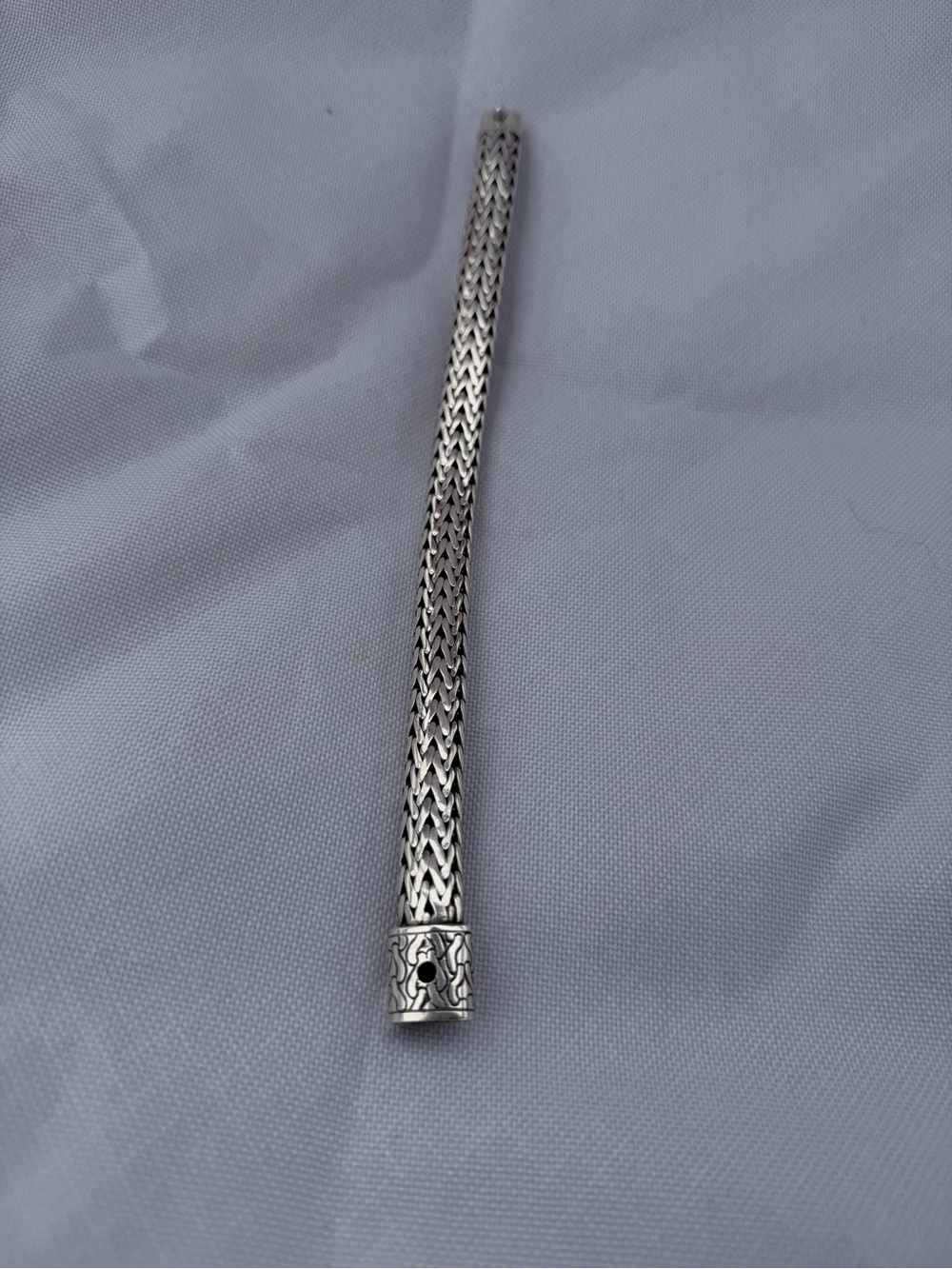 Sterling Silver John hardy Woven Bracelet with Decorative End Cap -